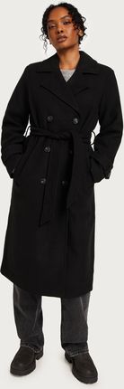 Vero Moda Czarny Dwurzędowy Długi Klasyczny Płaszcz Azg NG5__XS