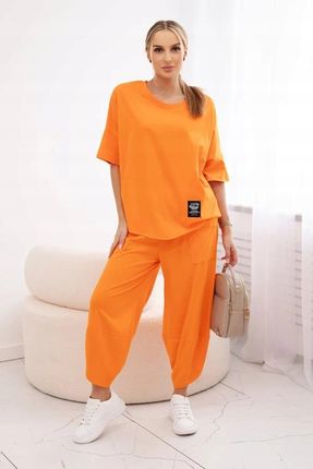 Komplet damski bluzka i spodnie pomarańczowy