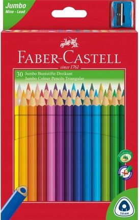 Faber-Castell Kredki Ołówkowe Trójkątne Jumbo 30 Kolorów + Temperówka