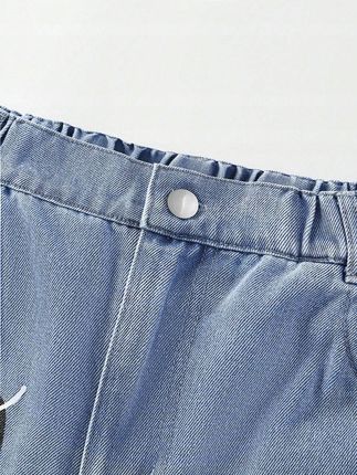 Shein jpi spodnie jeans napisy niebieskie 164 NI3