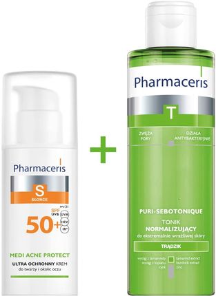 Pharmaceris S Medi Acne Protect SPF50+ T Puri-Sebotonique Krem 50ml + Tonik 200ml