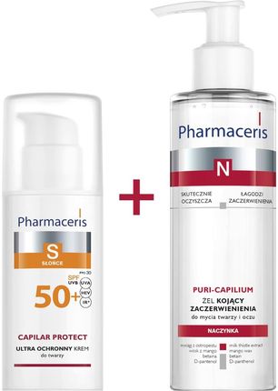 Pharmaceris S Capilar Protect SPF50+ N Puri-Capilium Krem 50ml + Żel do mycia twarzy 190ml