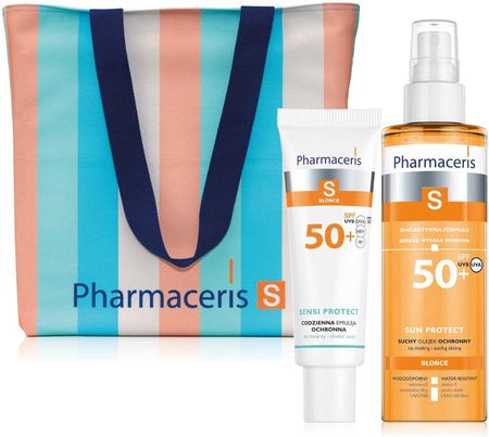 Pharmaceris Zestaw S Sensi Protect SPF50+ 50ml + S Sun Protect SPF50+ Olejek 200ml +Torba plażowa