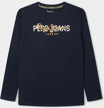 Pepe Jeans kus Długim Logo Z Rękawem Bluzka Granatowa 164 NH4