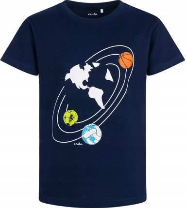 T-shirt chłopięcy Koszulka dziecięca Bawełna 146 granatowy świat Piłki End