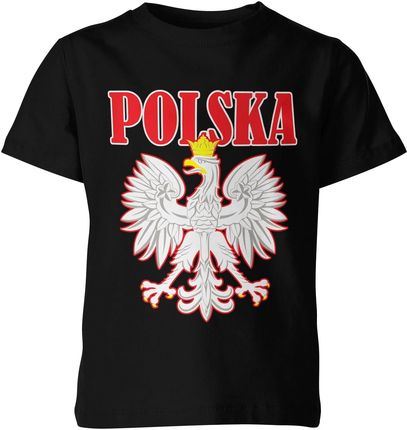 Kibica Polska Orzeł Dziecięca koszulka (140, Czarny)
