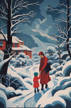 Zakito Posters Plakat 56,6X86,4Cm Matka I Dziecko W Śnieżnej Krainie
