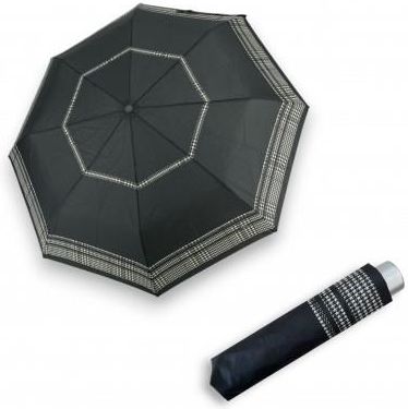Mini Light Glaphics Czarna kratka - składany parasol damski