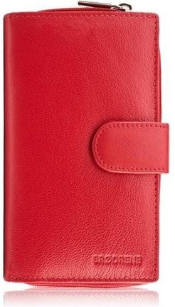Portfel damski skórzany duży czerwony portmonetka Brodrene G-12- RED