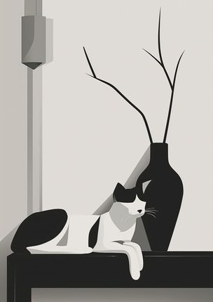 Zakito Posters Plakat 59,4X84,1Cm Kot W Odcieniach Szarości