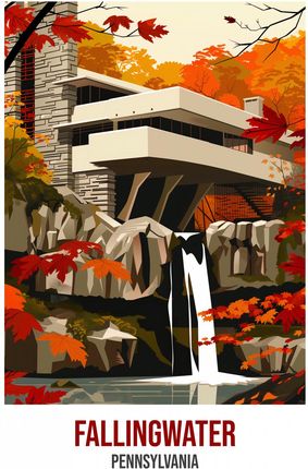 Zakito Posters Plakat 60X80Cm Fallingwater Pennsylvania