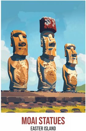 Zakito Posters Plakat 75X100Cm Moai Statues Easter Island