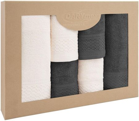 Darymex Zestaw Ręczników Bawełnianych Solano Krem+Ciemny Popiel 2x (30x50)+2x (50x90)+2x (70x140)
