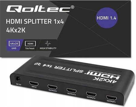Aktywny rozdzielacz Splitter 4 x HDMI 4K x 2K Qoltec 3.4Gb/s High stability