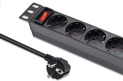 Aluminiowa listwa zasilająca PDU do szafy RACK 10'' 1U 16A 4xSCHUKO 1.8m