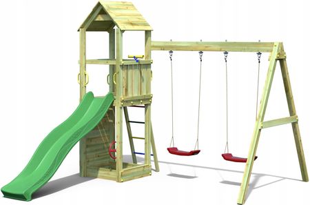 Marimex Plac Zabaw Drewniany Ogrodowy Duży Domek Zjeżdżalnia Huśtawki Ścianka