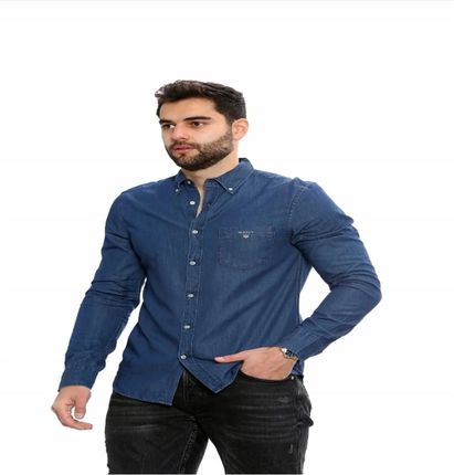 Koszula Męska Gant Casual Indigo na co dzień Bawełna 100% niebieska roz.XXL