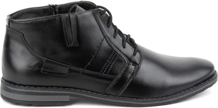 Buty męskie sztyblety skórzane sznurowane niskie 902KZ czarne