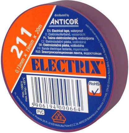 Anticor Taśma Izolacyjna 19x20 Fiolet Electric 211P