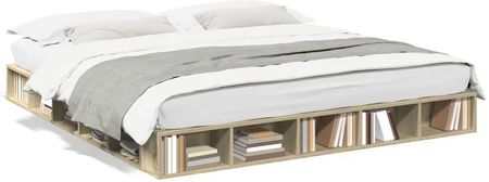 Rama łóżka, dąb sonoma, 180x200 cm, materiał drewnopochodny