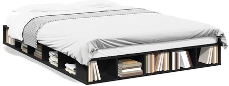 Rama łóżka, czarna, 160x200 cm, materiał drewnopochodny