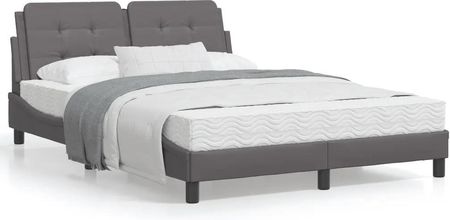 Łóżko z materacem, szare, 140x200 cm, sztuczna skóra