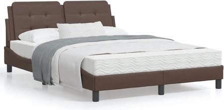 Rama łóżka z LED, brązowa, 140x200 cm, sztuczna skóra