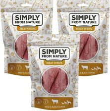 Simply From Nature Meat Strips Mięsne Paski Z Wołowiną I Czarnuszką Dla Psów 3x80g