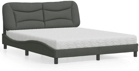 Łóżko z materacem, ciemnoszare, 160x200 cm, tkanina