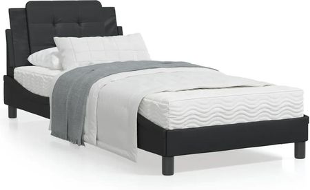 Łóżko z materacem, czarne, 100x200 cm, sztuczna skóra