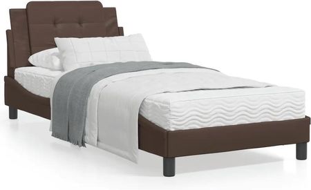 Rama łóżka z LED, brązowa, 80x200 cm, sztuczna skóra