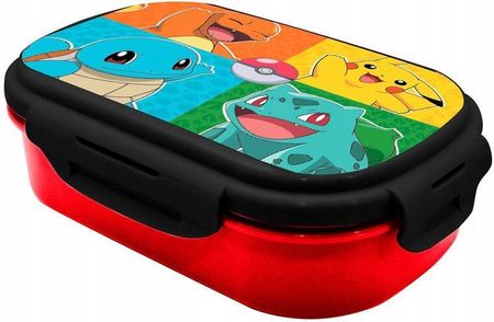 Kids Euroswan Śniadaniówka Lunchbox Dwukomorowa + Sztućce Widelec Pokemon