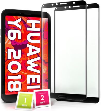 Hello Case 2 Pak Szkło Hartowane Do Huawei Y6 2018 Ochronne Pełne Na Cały Ekran 5D 9H