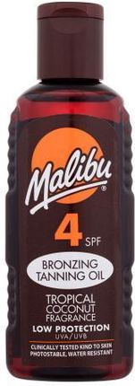 Malibu Bronzing Tanning Oil Spf4 Wodoodporny Brązujący Olejek Do Opalania O Zapachu Kokosa 100ml