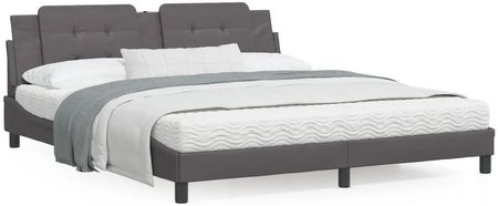Rama łóżka z zagłówkiem, szara, 180x200 cm, sztuczna skóra