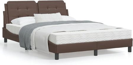 Łóżko z materacem, brązowe, 140x200 cm, sztuczna skóra