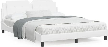 Rama łóżka z LED, biała, 160x200 cm, sztuczna skóra