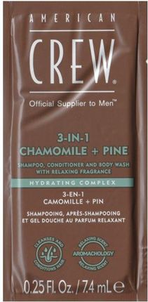 American Crew 3W1 Shampoo Conditioner And Body Wash Chamomile Pine Szampon 7,4ml