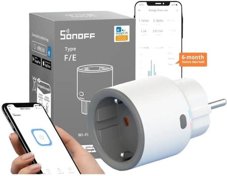 Sonoff S60 Inteligentne gniazdko Wifi, watomierz, 16A 4000W, wtyczka z bolcem