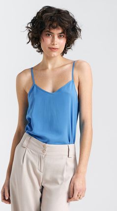 Bluzka basic na cienkich ramiączkach - niebieski - B163 (kolor niebieski, rozmiar 42)