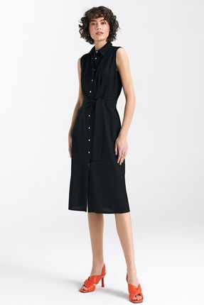 Sukienka bez rękawów, zapinana na napy - czarny  - S236 (kolor czarny, rozmiar 36)