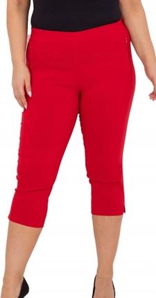 Spodnie cygaretki damskie czerwone elastyczne 3/4 z kieszeniami 5XL