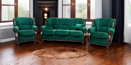 Zestaw wypoczynkowy: Sofa Milano + 2 x fotel + 2 pufy