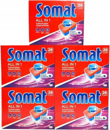 Somat Tabletki Do Zmywarki All In One 130Szt. 5 Opakowań X 26Szt.