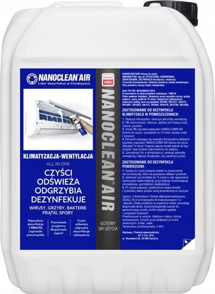 Preparat do odgrzybiania dezynfekcji klimatyzacji NANOCLEAN bezwonny 20L