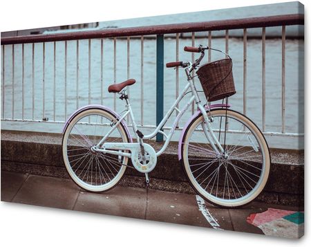 Marka Niezdefiniowana Obraz na płótnie Vintage Rower w Mieście przy Moście 70x50