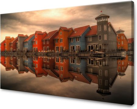 Mpink Obraz na płótnie Natura Kolorowe domy Niderlandy 80x40 cm