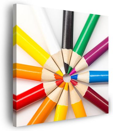 Marka Niezdefiniowana Obraz na płótnie Kolorowe Kredki Koło barwnej wyobraźni 80x80