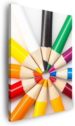 Marka Niezdefiniowana Obraz na płótnie Kolorowe Kredki Koło barwnej wyobraźni 80x120