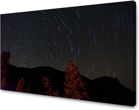Marka Niezdefiniowana Obraz na płótnie Natura Las Noc Góry Abstrakcja Drzewa 120x60